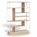 **Minimalist Wooden Bookshelf with Metal Frame**