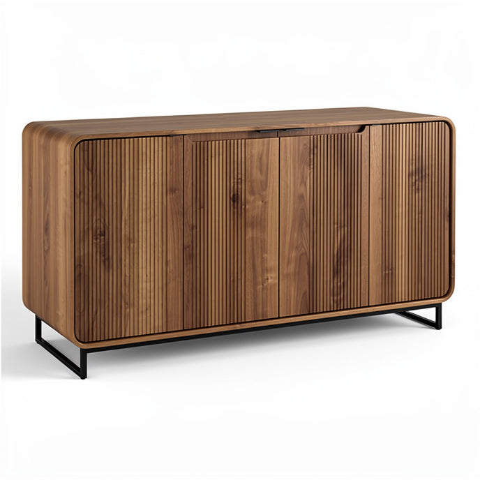 **Modern Wooden Sideboard with Textured Design and Metal Legs**