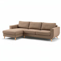 **Modern L-Shaped Sofa in Neutral Tone with Cushioned Seating**