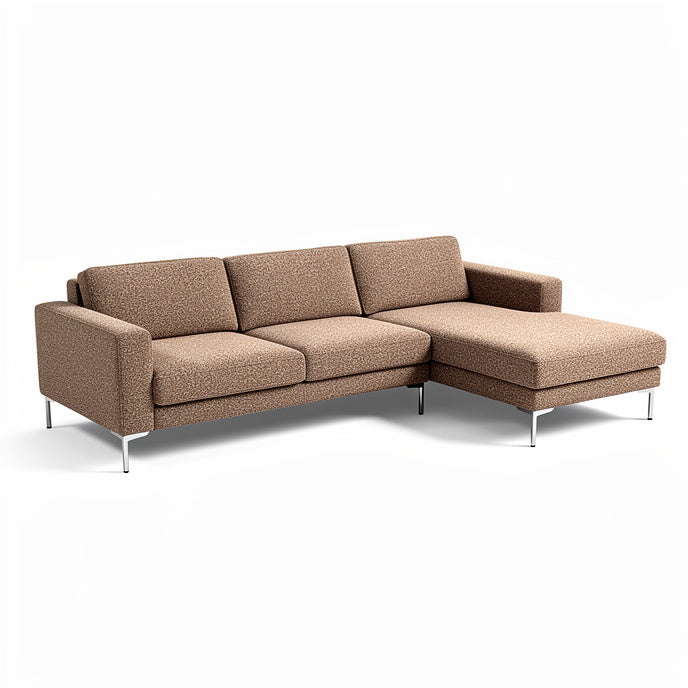 **Contemporary L-Shaped Sofa with Textured Fabric Upholstery**