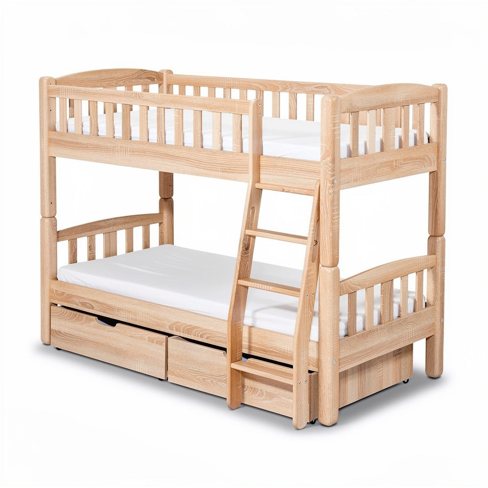 **Efficient Space-Saving Bunk Bed with Storage Drawers**