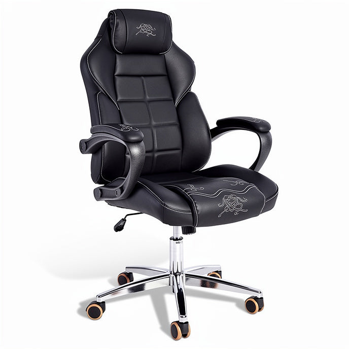**Technical Title: Ergonomic Gaming Chair Design with Adjustable Armrests and Chrome Base**