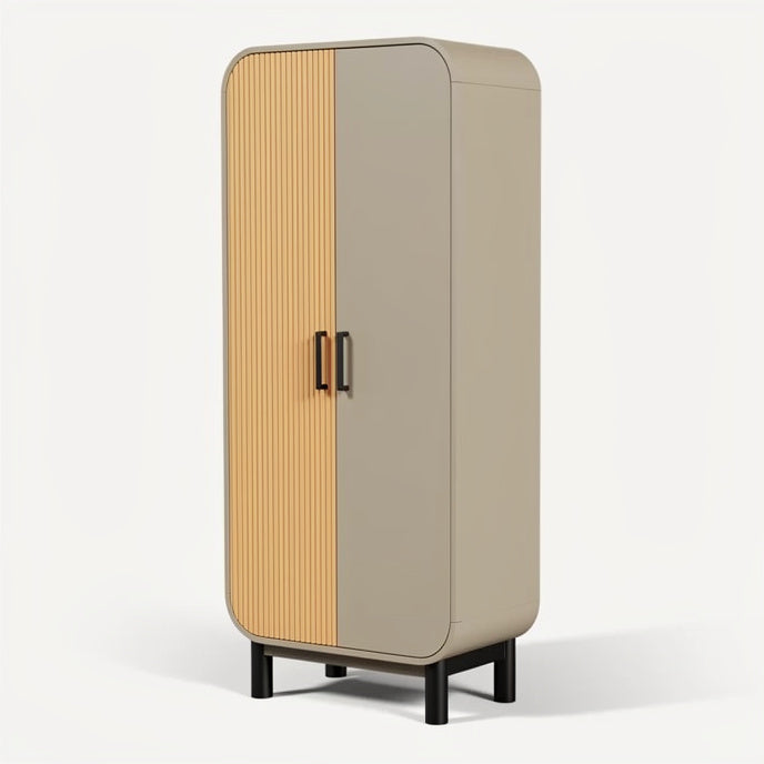 **Sleek Modern Wardrobe with Vertical Grooves and Minimalist Design**